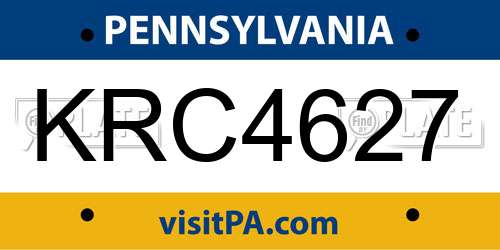 KRC4627 Pennsylvania License Plate