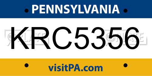 KRC5356 Pennsylvania License Plate