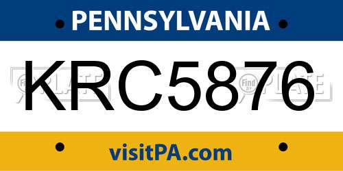 KRC5876 Pennsylvania License Plate