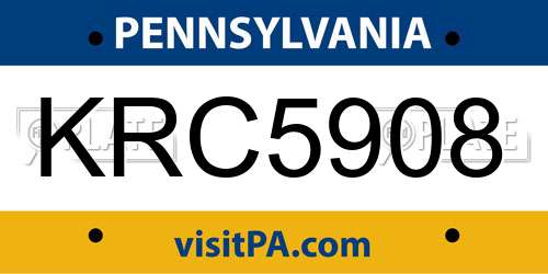 KRC5908 Pennsylvania License Plate