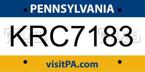 KRC7183 Pennsylvania License Plate