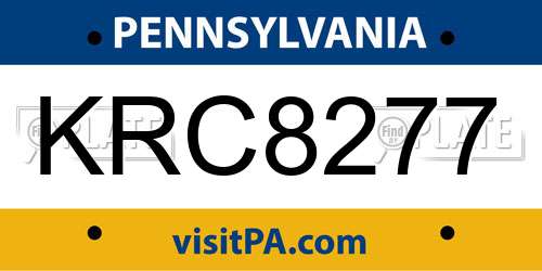 KRC8277 Pennsylvania License Plate