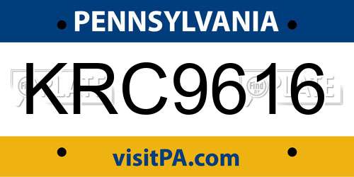 KRC9616 Pennsylvania License Plate
