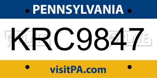 KRC9847 Pennsylvania License Plate