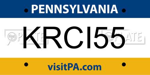 KRCI55 Pennsylvania License Plate