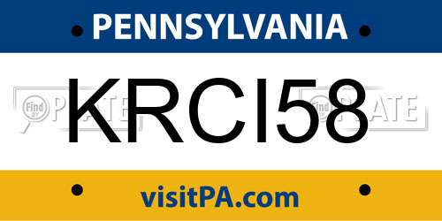 KRCI58 Pennsylvania License Plate