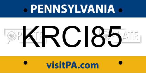 KRCI85 Pennsylvania License Plate