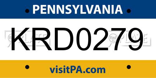KRD0279 Pennsylvania License Plate