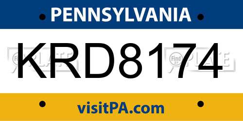 KRD8174 Pennsylvania License Plate