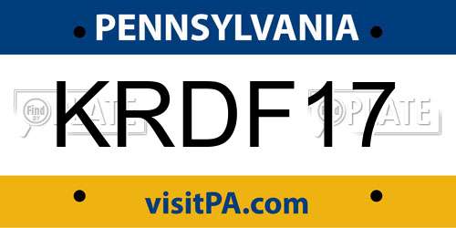 KRDF17 Pennsylvania License Plate