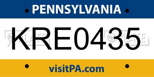 KRE0435 Pennsylvania License Plate