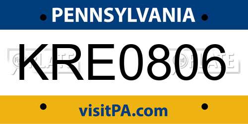 KRE0806 Pennsylvania License Plate