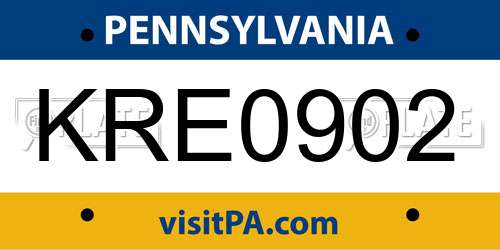 KRE0902 Pennsylvania License Plate