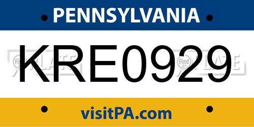 KRE0929 Pennsylvania License Plate