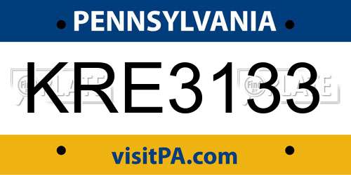 KRE3133 Pennsylvania License Plate