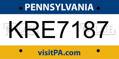 KRE7187 Pennsylvania License Plate