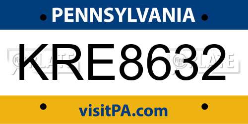 KRE8632 Pennsylvania License Plate