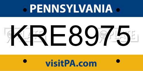 KRE8975 Pennsylvania License Plate