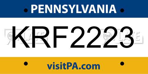 KRF2223 Pennsylvania License Plate