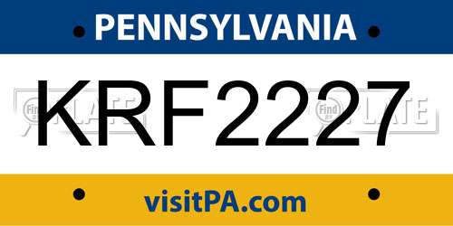 KRF2227 Pennsylvania License Plate