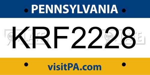 KRF2228 Pennsylvania License Plate
