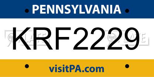KRF2229 Pennsylvania License Plate