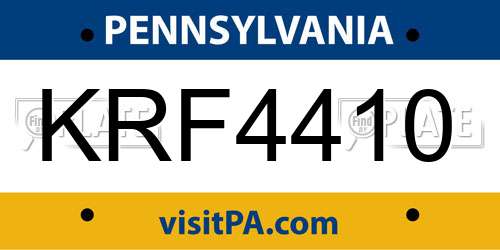 KRF4410 Pennsylvania License Plate