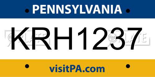 KRH1237 Pennsylvania License Plate