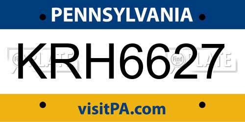 KRH6627 Pennsylvania License Plate