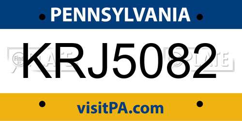 KRJ5082 Pennsylvania License Plate