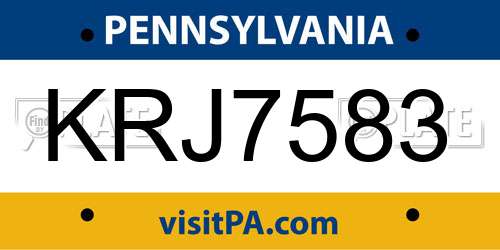 KRJ7583 Pennsylvania License Plate
