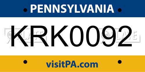 KRK0092 Pennsylvania License Plate