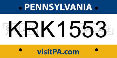 KRK1553 Pennsylvania License Plate