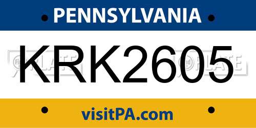 KRK2605 Pennsylvania License Plate