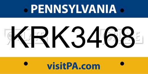 KRK3468 Pennsylvania License Plate