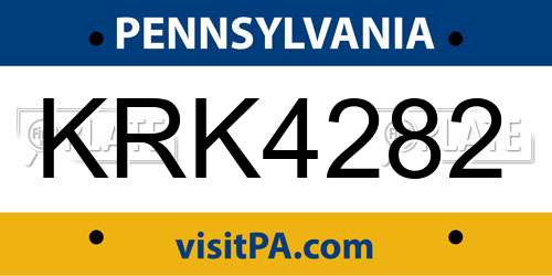 KRK4282 Pennsylvania License Plate