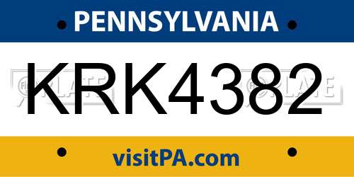 KRK4382 Pennsylvania License Plate