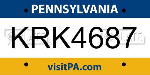 KRK4687 Pennsylvania License Plate