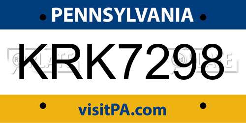KRK7298 Pennsylvania License Plate