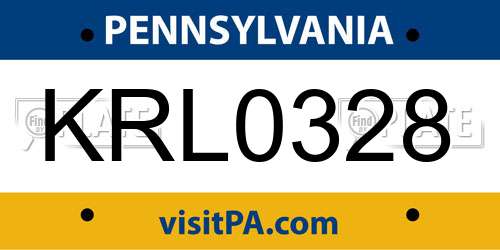 KRL0328 Pennsylvania License Plate