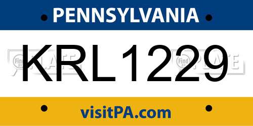 KRL1229 Pennsylvania License Plate