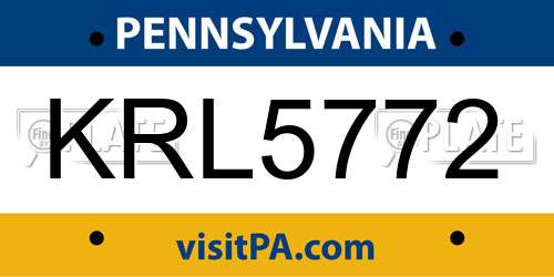 KRL5772 Pennsylvania License Plate
