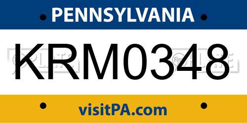 KRM0348 Pennsylvania License Plate