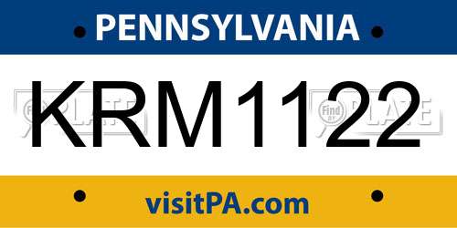 KRM1122 Pennsylvania License Plate