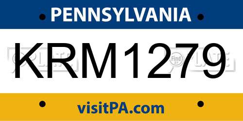 KRM1279 Pennsylvania License Plate