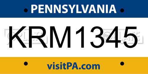 KRM1345 Pennsylvania License Plate