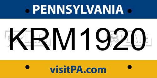 KRM1920 Pennsylvania License Plate