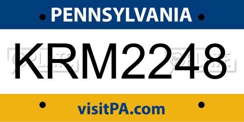 KRM2248 Pennsylvania License Plate