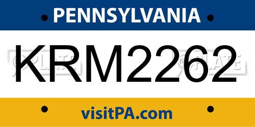KRM2262 Pennsylvania License Plate