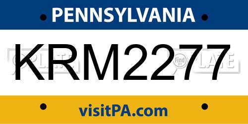KRM2277 Pennsylvania License Plate